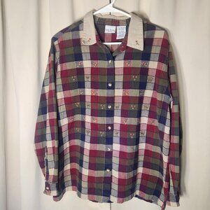 Vintage Bobbie Brooks Embroidered Floral Flannel